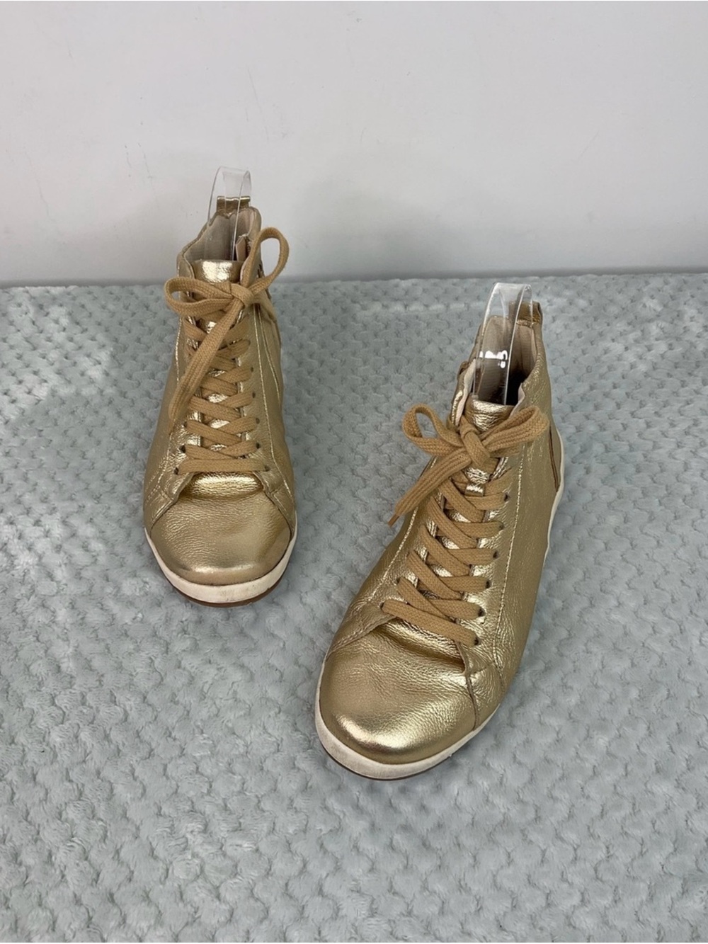Bottero Gold Metallic Leather High Top Sneakers Size 7